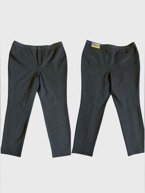 NWT JM Collection Slim Leg Tummy Control Pants Women's Size 16 Dark Grey Trouser